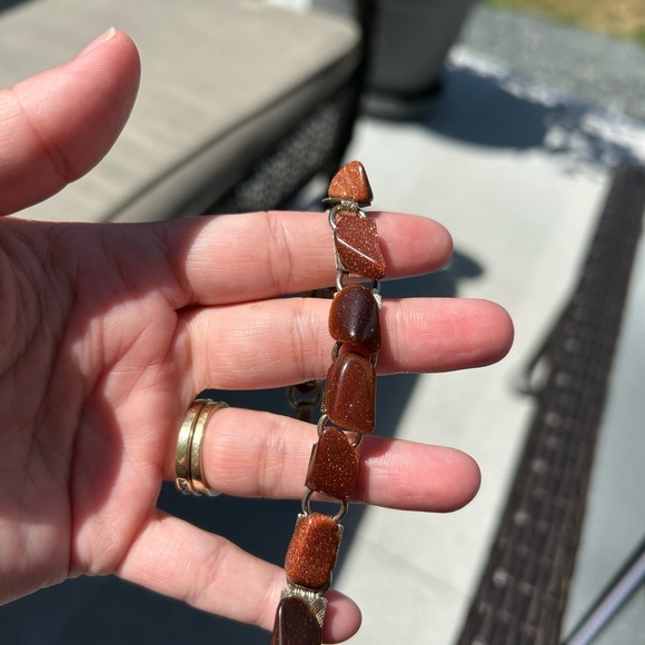 4/$100 GOLDSTONE RED Stone Bracelet 7 inches 🍷 - Picture 6 of 9